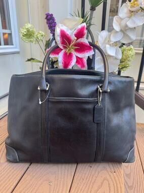 Vintage Coach Hampton Bag BLACK Leather Tote Large Career 7515 (300